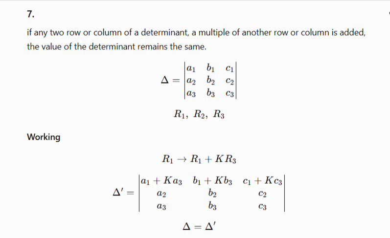 column of a determinant