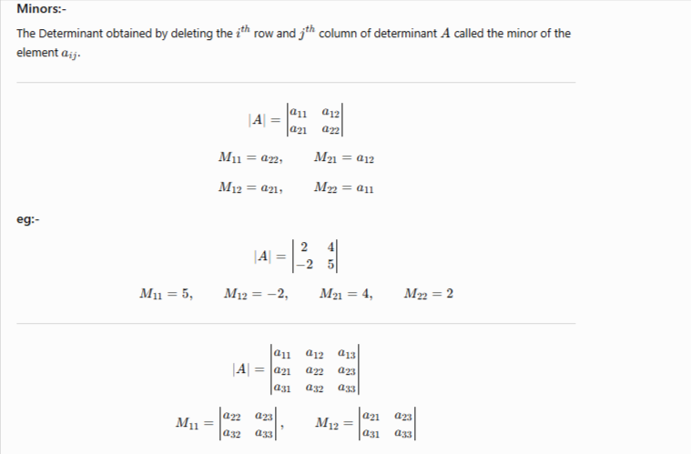 Minors and Cofactors