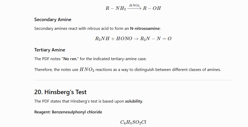 Reaction with Nitrous Acid